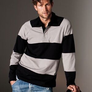 Kariban Striped Rugby Polo, Size S